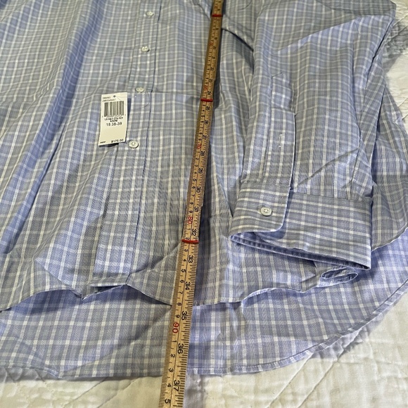 Ike Behar Men's Button Down 100% Cotton Shirt Azure Tall 18 38-39 MSRP $175 NWT - Picture 7 of 9